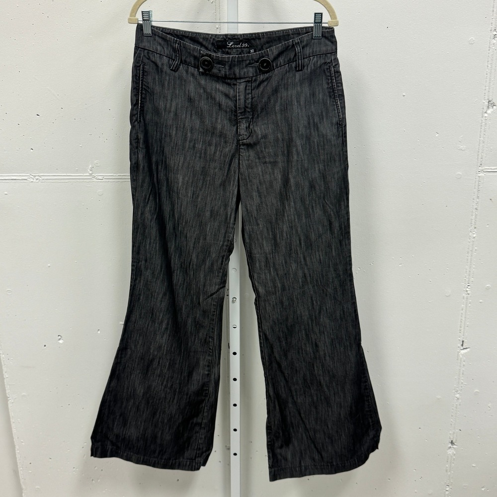 Y2K Level 99 Women's Bootcut Flare Jeans Dark Grey Charcoal Sz 30 Cotton Lyocell